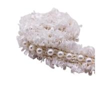 3 Yard Vintage Nylon Gold Pearl Beaded Embroidered Lace Trim Ribbon Fabric Handmade DIY Costume Dress Sewing Supplies Craft(2)