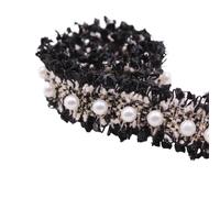 3 Yard Vintage Nylon Gold Pearl Beaded Embroidered Lace Trim Ribbon Fabric Handmade DIY Costume Dress Sewing Supplies Craft(1)