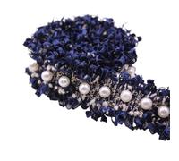 3 Yard Vintage Nylon Gold Pearl Beaded Embroidered Lace Trim Ribbon Fabric Handmade DIY Costume Dress Sewing Supplies Craft(3)