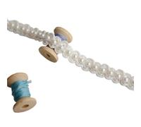 3 Yard White Pearl Beaded Lace Trim Ribbon Fabric Clothes Decoration Wedding Dress Collar Sleeve Applique DIY Crafts(Color 1)