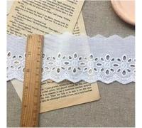 3 Yards of Cotton Embroidered White Floral Lace Fabric For Wedding Appliqué Ribbon and Neckline Trim(White 3)