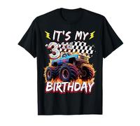 3 Year Old Boys Monster Truck It's My 3rd Birthday Party Camiseta