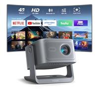 [30.000 lúmenes y aplicación oficial] Smart Beamer 4K Home Cinema, VISSPL 3D Dolby Audio y Autofocus Outdoor Proyector Teléfono Móvil WiFi 6 Bluetooth Video Proyector con soporte ajustable 360° (gris)