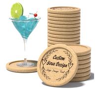 30-100 posavasos de corcho personalizados con labio, grabados con láser, texto de imagen personalizable, antideslizante, resistente al calor, posavasos de corcho personalizados para regalos