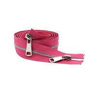 30/40/50/60/70/80cm # 5 cremallera del metal colorido Open-End doble cremallera Sliders Rosa roja, 50cm