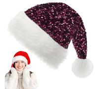 30*45cm Gorro Navidad Adulto Niños Rojo Viento Lentejuela,Pompón Sombrero de Navidad Unisex Felpa,Gorros Navideños Terciopelo Accesorios Decoración Navideños para Fiestas Regalos de Festividad