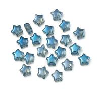 30/50 cuentas de vidrio de color AB de 8 mm, espaciador de estrella de cinco puntas, cuentas sueltas para pulseras, collares, accesorios para hacer joyas DIY, AB azul oscuro, 50 uni
