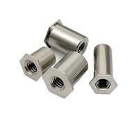 30-50 Uds 304 Acero Inoxidable Agujero Pasante Remache Hexagonal Tuerca Columna Remachado M2M2.5M3(6mm,M3-(30pcs))