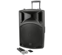 qtx QX12PA Plus - Sistema PA portátil Completo | 2 micrófonos inalámbricos UHF y Reproductor Multimedia conectividad USB/SD/FM/Bluetooth, Negro, 12 Pulgadas