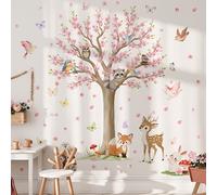 30*90cm Adhesivos de Pared de Árbol de Flor de Melocotón, Animal y Pájaro | PVC Autoadhesivo, Acabado Semimate, Un Solo Uso, Estilo Contemporáneo para Decoración de Dormitorio y