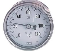 +30 a +270°C Termómetro bimetálico de acero inoxidable Gabinete de 63mm Vástago trasero de 63mm