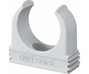 30 abrazaderas OBO Bettermann M32, abrazaderas de sujeción rápidas, abrazadera de tubo, aplicables, color gris claro, 32 mm, 30 unidades