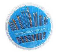 30 agujas de coser de aleación con punta dorada en estuche de almacenamiento portátil para telas gruesas, materiales delicados y aguja de coser a mano