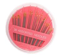 30 agujas de costura de aleación con punta dorada en estuche de almacenamiento portátil para telas gruesas, materiales delicados y agujas de sastrería profesional