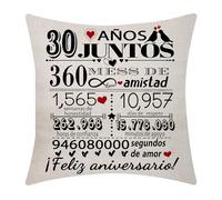 30 Aniversario de Boda Funda de Cojín 18x18 Pulgadas 30 Años de Matrimonio Regalo de Bodas Decoración para Parejas Padres Mujeres Hombres Marido Esposa Mamá Papá Amigos (30)
