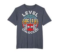 30 Años Cumpleaños Cool Gamer Level 30 Unlocked Camiseta, Hombre Tallas Grandes, Azul Jaspeado, 5X Alto