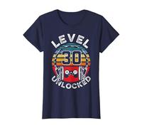 30 Años Cumpleaños Cool Gamer Level 30 Unlocked Camiseta, Mujer, Azul Marino, L