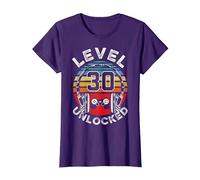 30 Años Cumpleaños Cool Gamer Level 30 Unlocked Camiseta, Mujer, Morado, L
