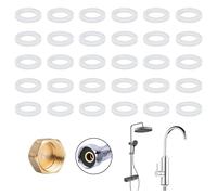 30 arandelas para cabezal de ducha, junta de grifo de ducha de 1/2 pulgadas, conector de arandelas de 19 mm, junta de goma para conector de grifo (blanco 1/2")