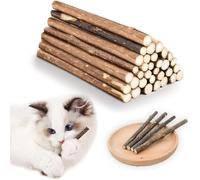 30 bocadillos naturales para gatos de madera de matataki, palo para el cuidado dental con aroma a menta para gatos, juguete masticable contra sarro y limpieza de dientes Biológico para gatos adultos y