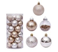 30 bolas de Navidad de 6 cm, adornos colgantes dorados transparentes para árbol de boda, fiesta, decoración del hogar, adorno colgante de árbol de cuarentena familiar