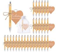 30 bolígrafos retráctiles de madera Alemán (lengua), ideales para regalos de boda, comuniones y bautizos