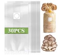 30 bolsas de cultivo de hongos de 32 x 50 cm con filtro de 0,2 micras, bolsa de cultivo de 0,06 mm de grosor, juego de cultivo de hongos shiitake, champiñones, setas ostra, granos resistentes a