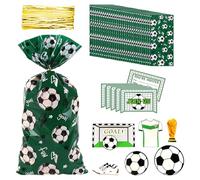 30 bolsas de dulces de fútbol, 5 tarjetas de invitación de fútbol, 5 plantillas de fútbol, bolsas temáticas de fútbol, bolsas de dulces de cumpleaños, bolsas de regalo de cumpleaños