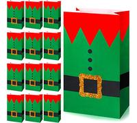 30 Bolsas de Regalo con Estampado de Traje de Elfos de Papel de Navidad Bolsas de Fiesta de Navidad Bolsas de Golosina Caramelo de Elfo para Regalos de Fiesta, 8,3 x 4,7 x 3,1 Pulgadas