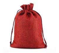 30 bolsas de yute con cordón, reutilizables, for guardar joyas, dulces y regalos Para Días Festivos,Bodas(Red,9x12cm)
