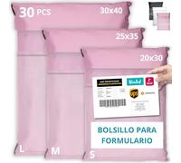 30 Bolsas para Envíos Vinted - Con Bolsa para ALBARÁN - 3 Tamaños S/M/L - 100% OPACO/ULTRA-RESISTENTE/IMPERMEABLE - Sobres Plastico - Bolsas de Envio Paquetes - Cajas Envios Paquetes