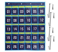 30 bolsillos numerados para colgar en el aula, almacenamiento de teléfono con ganchos, organizador de gráficos de bolsillo no tejido, calendario de Adviento de Navidad, soporte para teléfono cel