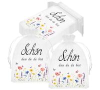 30 bolsitas de organza con texto en alemán "Schön Das Du Da Bist 10x15", bolsas de regalo de boda, con cordón, decoración de confirmación, bolsas de regalo para bautizos, chocolates, galletas, bolsas
