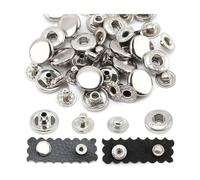 30 botones de presión de cuero de 12,5 mm, botones de presión de metal para accesorios de costura de ropa,Plata,12,5 mm