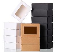 30 cajas de papel Kraft mini con jabón de ventana, caja de embalaje presente caja de regalo para jabón casero Favor Treat Candy panadería (marrón negro, blanco, 3.34 x 2.36 x 1.18 pulgadas)