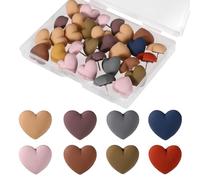 30 Chinchetas de Corazón Mate, Chinchetas Decorativas Resina Colores Oscuros Reutilizables Bonitas para Tableros Corcho Tablones de Anuncios Fotos Uso en Casa y Oficina