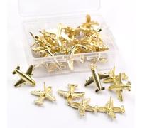 30 chinchetas Decorativas de Metal para avión, para tablón de anuncios, Oficina, Escuela, hogar, Bricolaje, decoración, Color Dorado