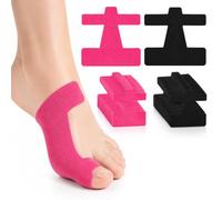 30 Cintas de Kinesiología para Juanetes, Corrector de Hallux Valgus Precortado para Alivio del Dolor, Tiras Adhesivas Elásticas para Dedos del Pie, Pack de 15 Rosas y 15 Negras, 9.3x9cm
