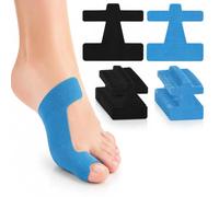 30 Cintas de Kinesiología para Juanetes, Corrector de Juanetes y Hallux Valgus, 15 Azules y 15 Negras, Cinta Fisioterapeuta Adhesiva Precortada para Alivio del Dolor y Protección de los Pies