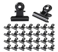 30 clips de bisagra de metal, clips de acero inoxidable, clips de papel negro, clips de bulldog pequeños, clips de carpeta, clips de metal para colgar (22 mm)
