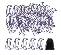 30 clips de papel de pingüino con 1 bolsa de franela negra, lindos clips (morado claro)