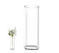 30 cmJarron Cristal Transparente Alto, Jarrón Cilíndrico De Cristal Transparente para Oficina,Cocina,Salón,Hogar