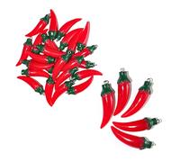 30 colgantes de resina de simulación de frutas vegetales DIY Creative Food Red Pepper Peach Fresa Tres Dimensiones Transparente Collar Pendientes Llavero Accesorio, Resina, Resina