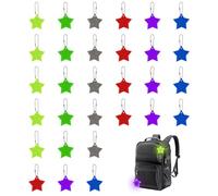 30 colgantes reflectantes de seguridad, 5,5 × 5,5 cm, reflectores de estrella, colgantes para mochila escolar, llaveros reflectantes para mochila escolar, mochila, ciclismo, caminar, correr