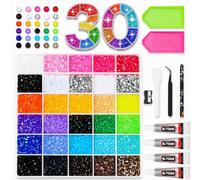 30 Colores 3 mm Bedazzling Kit, 24000 Brillos para Decorar | Bedazzling Kit with Glue Pinzas y BolíGrafo, Brillantes Manualidades para Decoración de Uñas, Manualidades