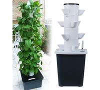 30-Contorno Sistema de crecimiento Hydroponic Indoor, Torre de Ahorro de Espacio para Herbs & Veggies, Kit de Jardín Aeropónico con Bomba, Temporado y Copas, Limpieza de la Libertad de Sueldo para Bal