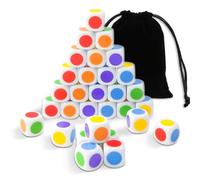 30 Cubos de 6 Colores Con Puntos, Dados Personalizables de 16 mm, Se Pueden Utilizar en el Aula Para Enseñar Colores Básicos y Neutros