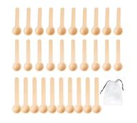 30 cucharas de especias, 1 bolsa de almacenamiento, mini cuchara de madera, cuchara de cocina redonda pequeña, cuchara de sal cuantitativa, cuchara pequeña para el hogar, cucharilla de especias,