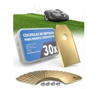 30 cuchillas de repuesto para cortacéspedes robóticos, acero inoxidable con aleación de carburo de titanio, cuchillas robóticas duraderas, compatibles con dispositivos Husqvarna y Gardena, patrón de