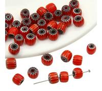 30 cuentas de calabaza de vidrio con forma de mil flores, esparcidas, hechas a mano, estilo cubo a rayas, estilo accesorio, 5-6 mm, 30 unidades